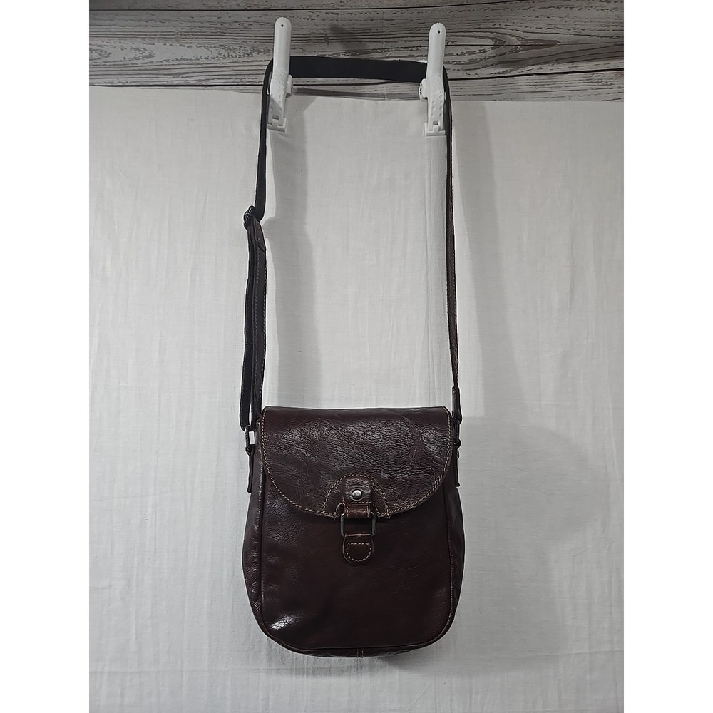 JACK GEORGES Vintage Brown Leather Voyager Horseshoe Crossbody Shoulder Bag